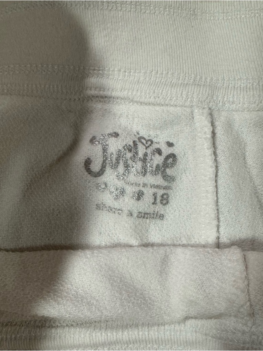 Justice White Long Bedazzled Sweat Shorts (Juniors 18) ★彡 - Picture 4 of 5